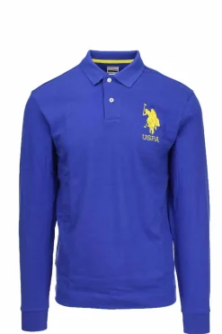 Polo manica lunga in jersey unito maxi logo