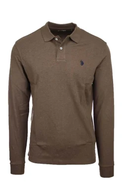 Polo manica lunga in jersey con logo