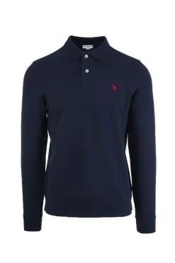 Polo manica lunga in pi con logo