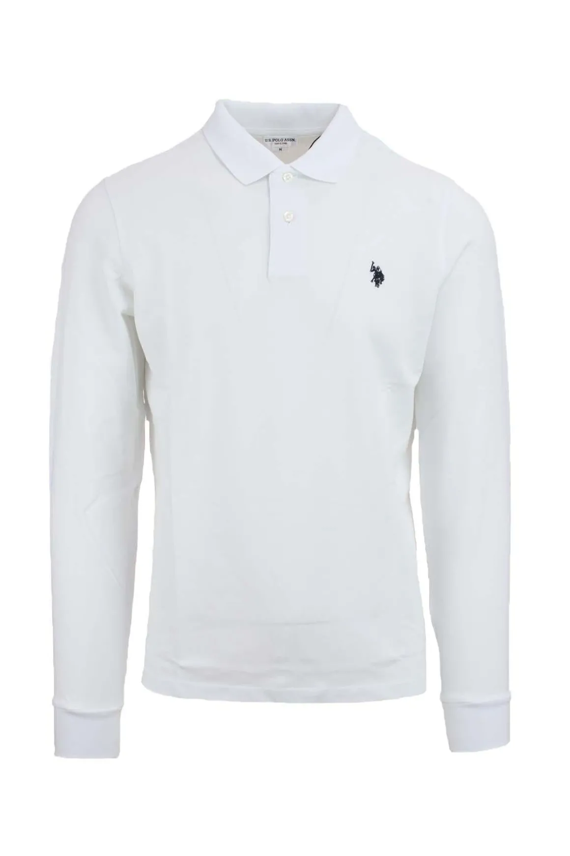 Polo manica lunga in piquet di cotone con logo