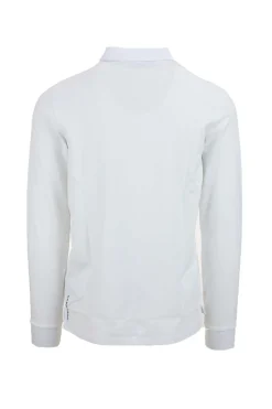 Polo manica lunga in piquet di cotone con logo