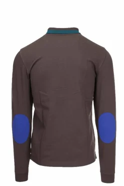 Polo manica lunga in piquet con toppe