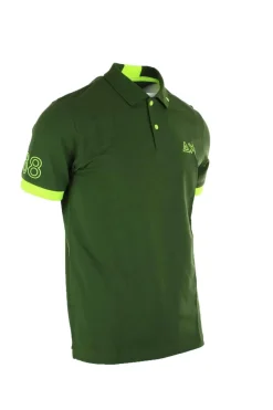 Polo mezza manica con dettagli e logo fluo
