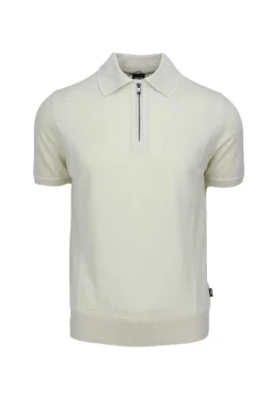 Polo mezza manica in misto lino con zip