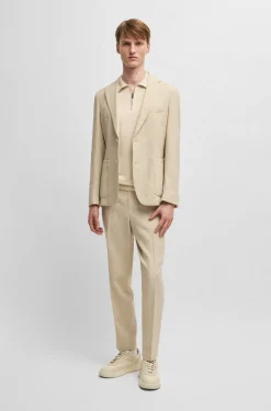 Polo mezza manica in misto lino con zip