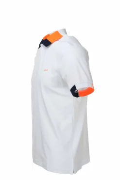 Polo mezza manica piquet cotone profili fluo