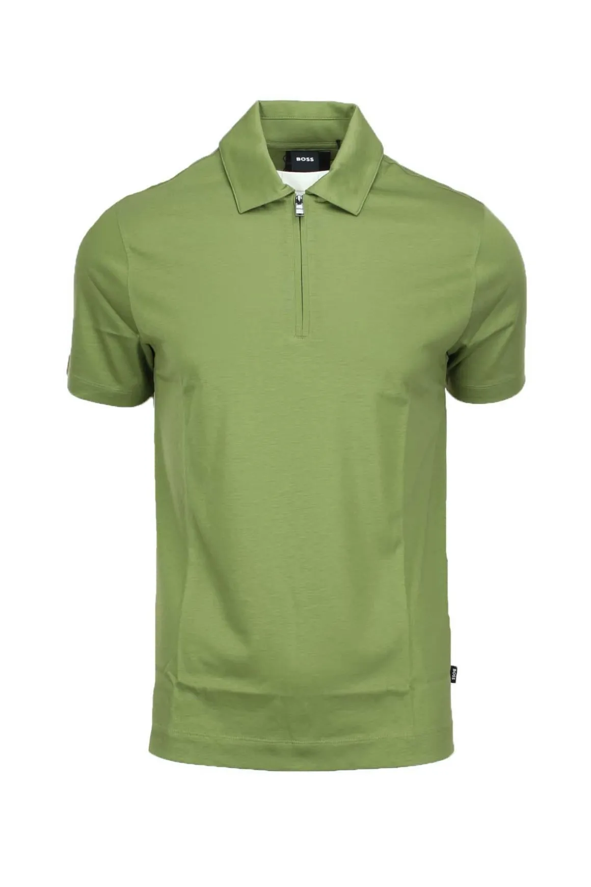 Polo mezza manicain cotone e lino con zip