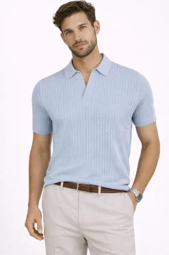 Polo Uomo Cotone Lino Tennis Righe