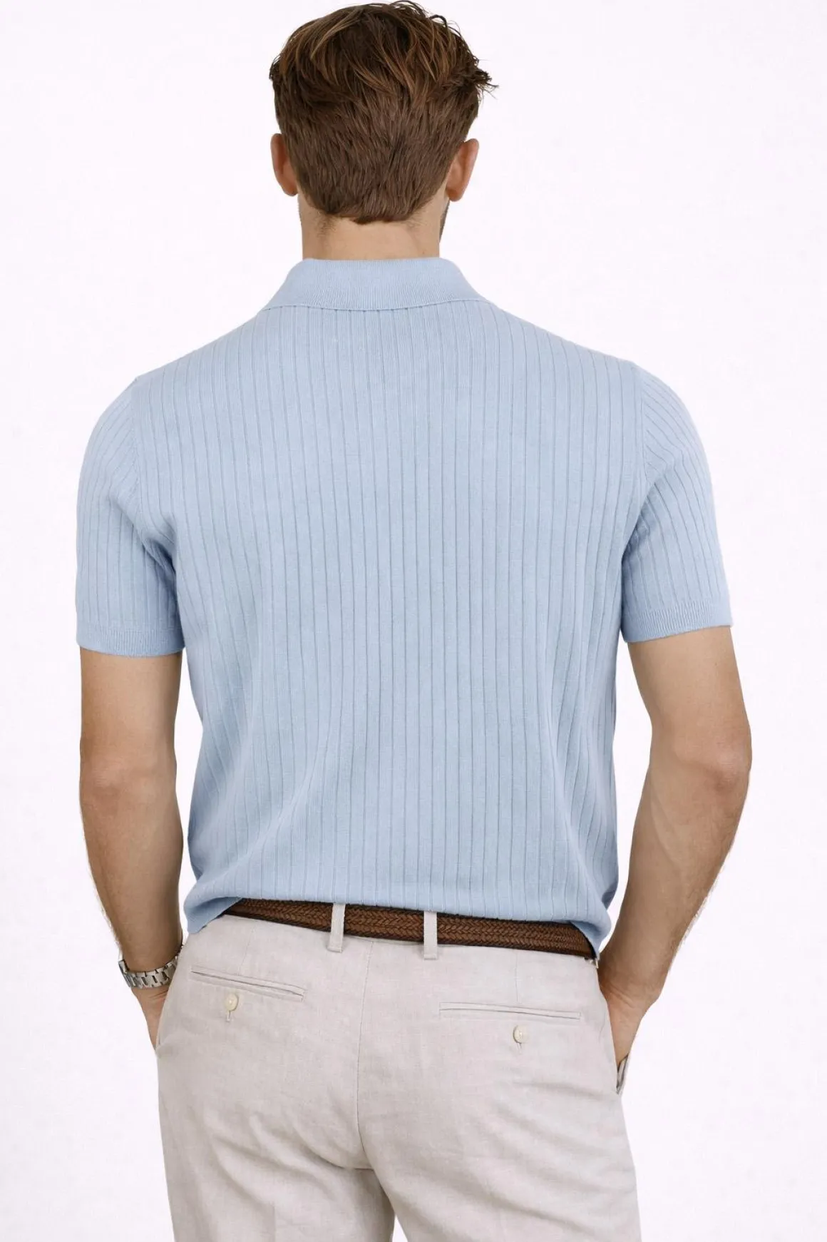 Polo Uomo Cotone Lino Tennis Righe