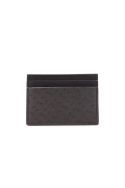 Porta carte di credito in pelle con monogramma Boss