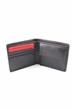 Portafoglio ripiegabile in pelle liscia con portamonete