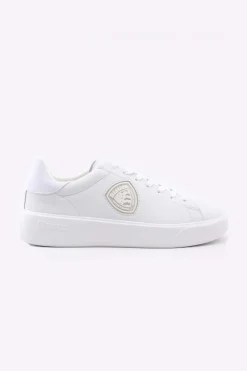 Scarpe Sneaker in pelle con scudetto Buck01 total white
