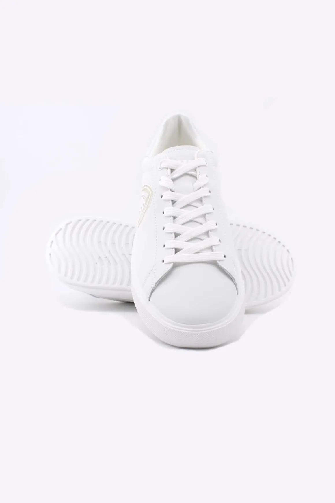 Scarpe Sneaker in pelle con scudetto Buck01 total white