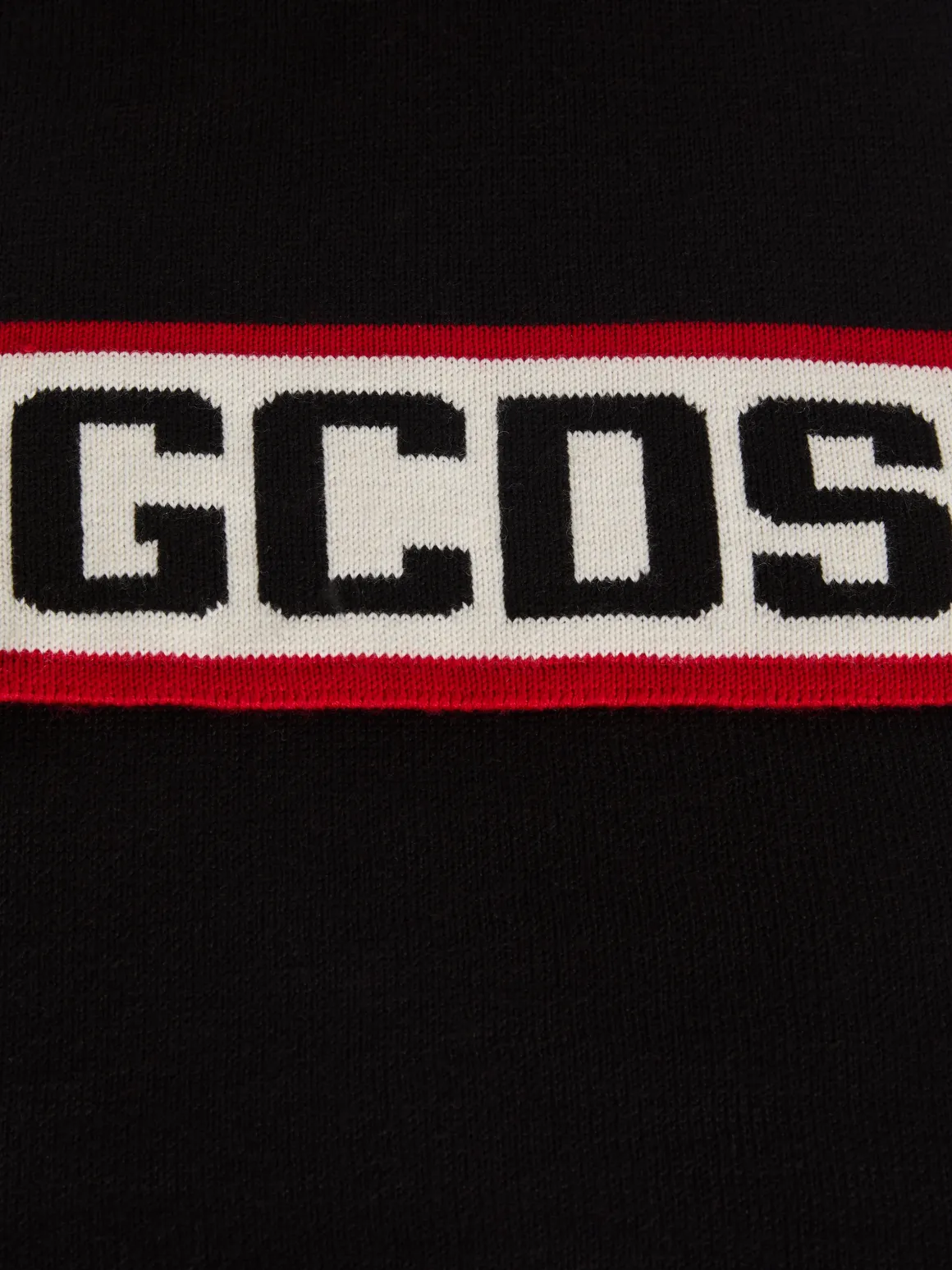 Sciarpa in lana con banda e logo GCDS