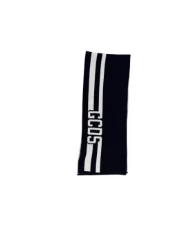 Sciarpa in lana con banda e logo GCDS