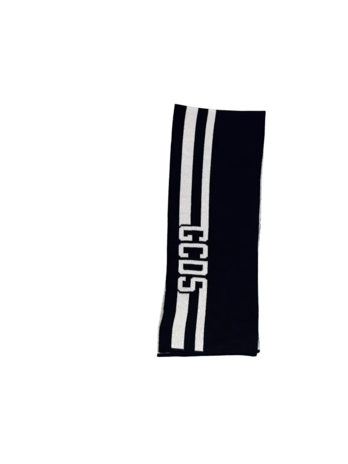 Sciarpa in lana con banda e logo GCDS