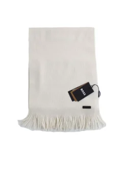 Sciarpa in lana rasata con frange