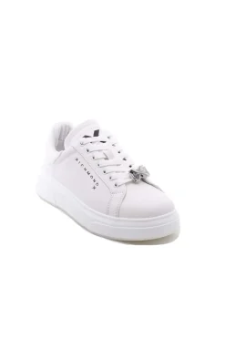 Sneaker in pelle liscia all white con logo