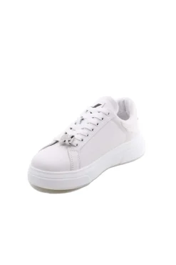 Sneaker in pelle liscia all white con logo