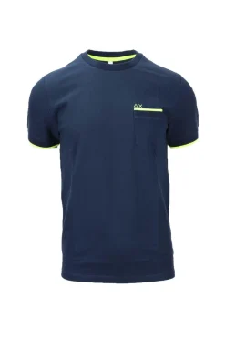 T-Shirt con taschino in cotone piquet dettagli fluo