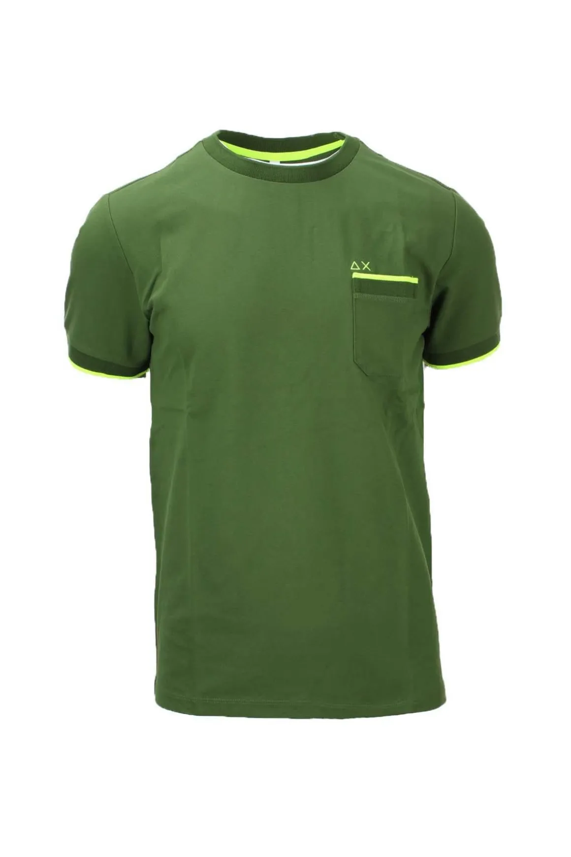 T-Shirt con taschino in cotone piquet dettagli fluo