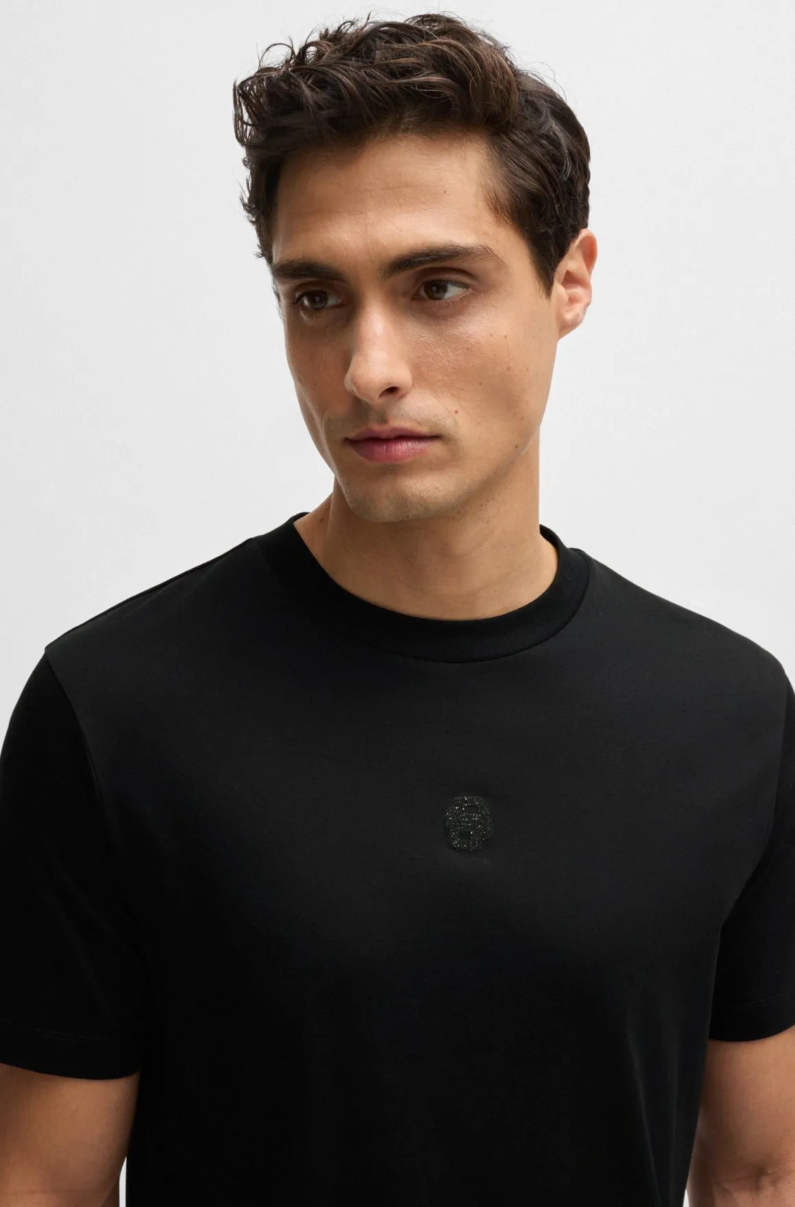 Tshirt mezza manica con logo glitterato double B