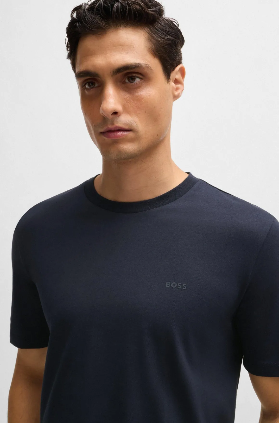 T-shirt mezza manica in cotone con logo Boss