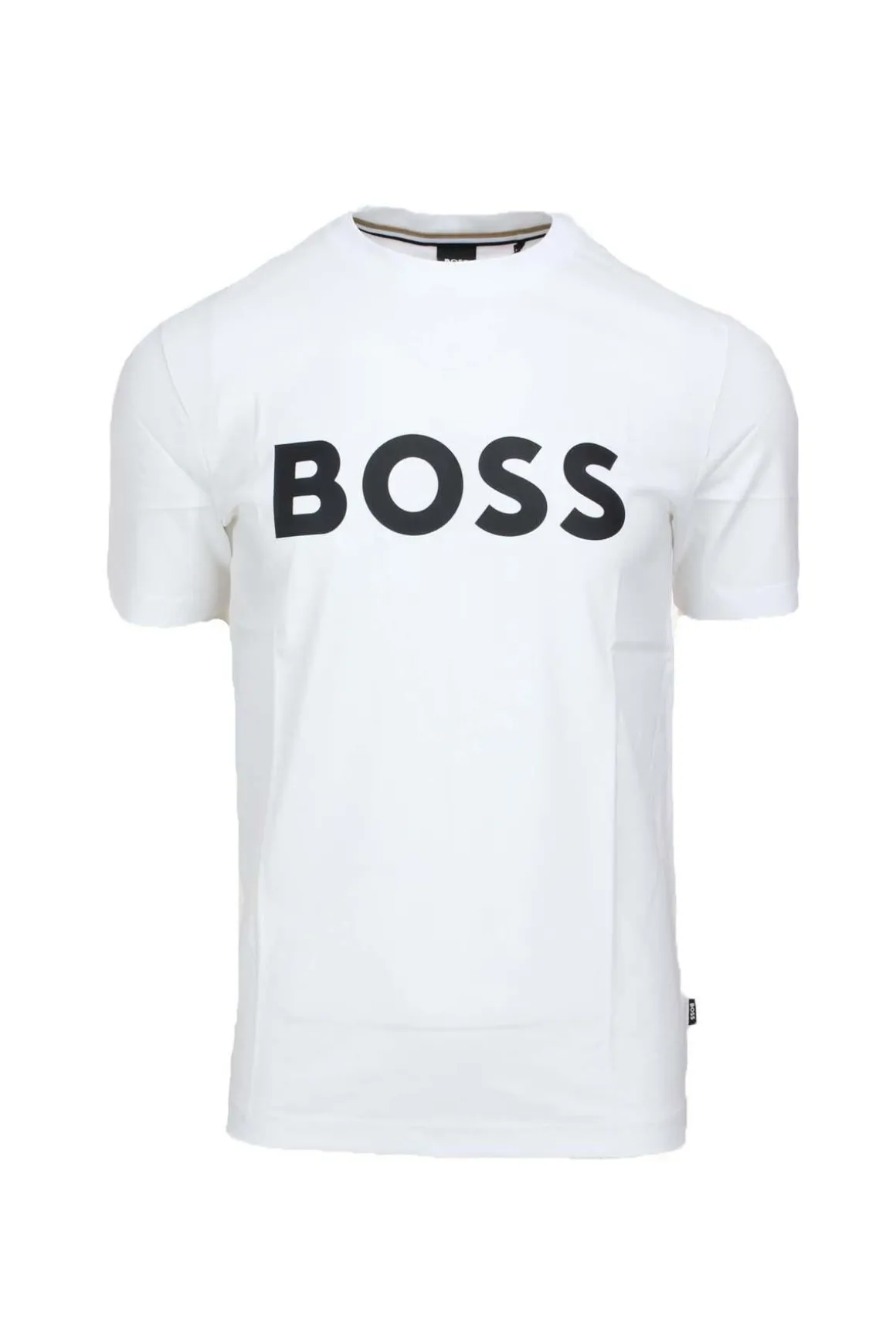 T-shirt mezza manica in cotone con maxi logo Boss