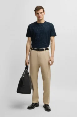 Tshirt mezza manica in cotone con monogrammi Boss