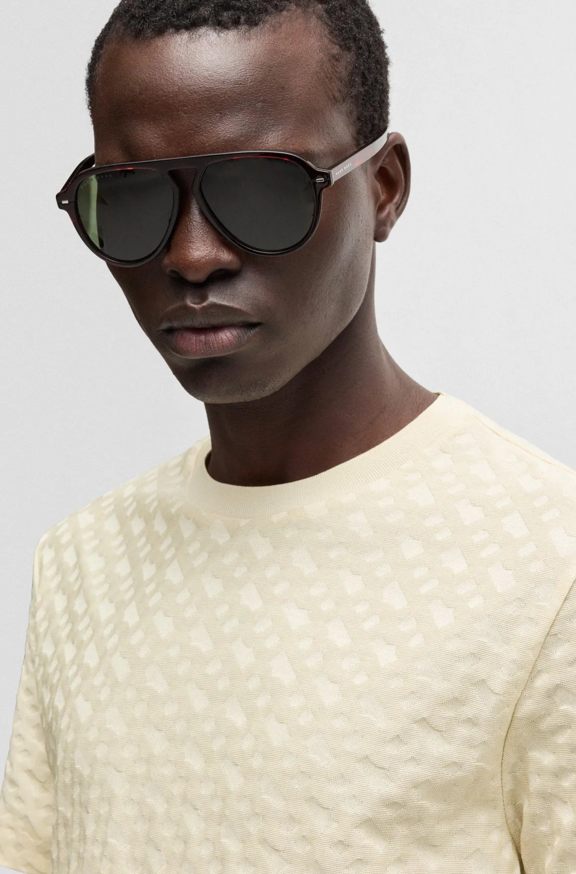 Tshirt mezza manica in cotone con monogrammi Boss