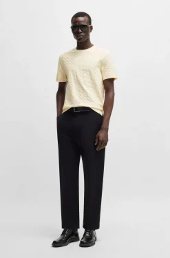 Tshirt mezza manica in cotone con monogrammi Boss