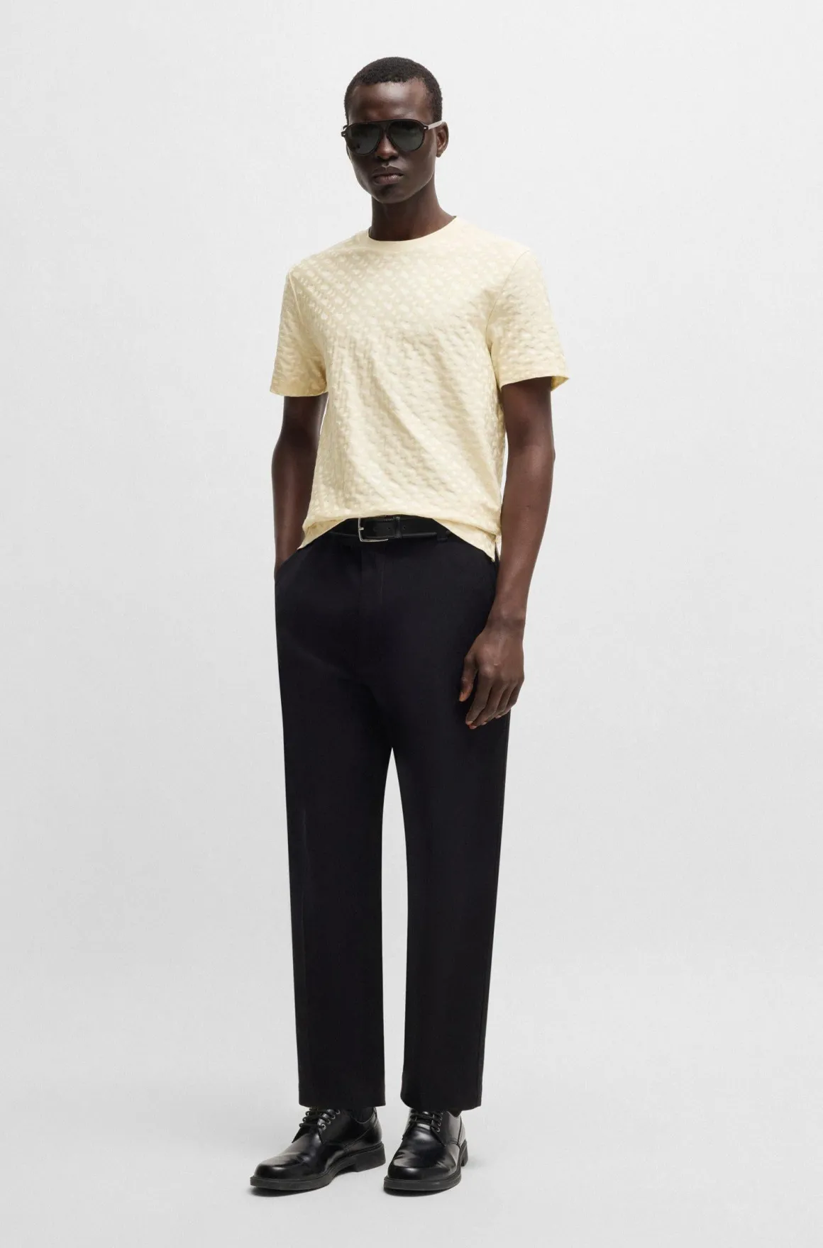 Tshirt mezza manica in cotone con monogrammi Boss