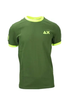 T-shirt mezza manica in cotone piquet dettagli fluo