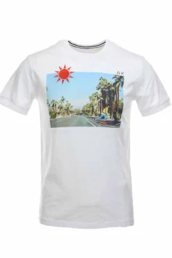 T-shirt mezza manica stampa e ricamo