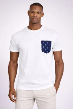T-shirt uomo con taschino stampa cavalli marini in cotone